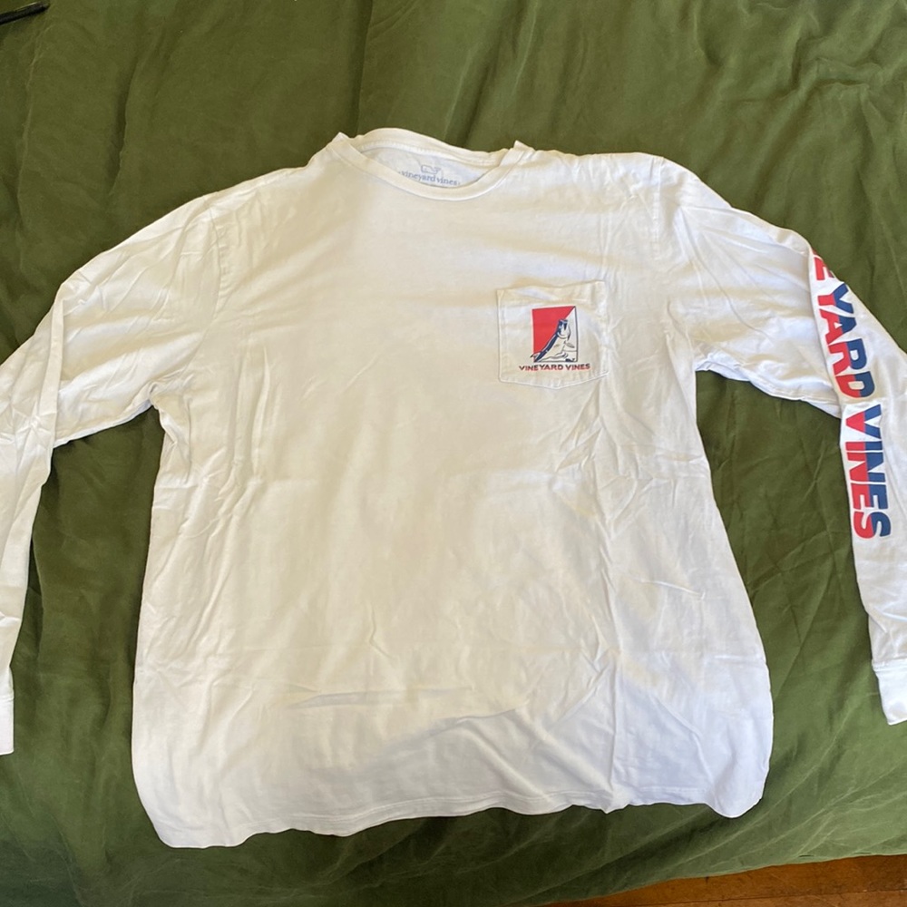 White ‘Reel One In’ Vineyard Vines Long Sleeve T-Shirt